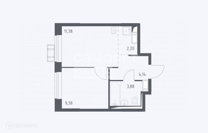 Продаётся 2-комнатная квартира, 30.98 м²