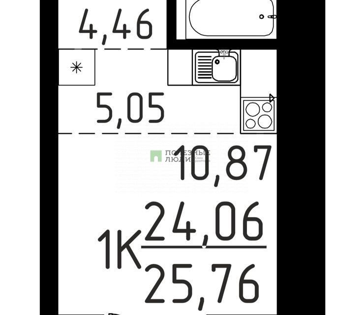 Продаётся студия, 25.76 м²