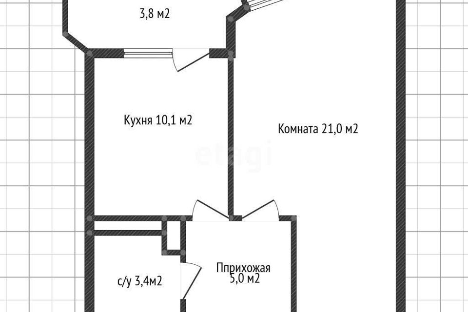 Продаётся 1-комнатная квартира, 43 м²