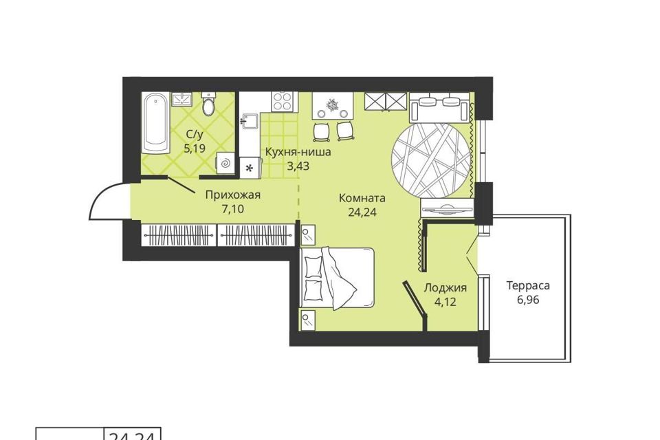 Продаётся студия, 40.6 м²