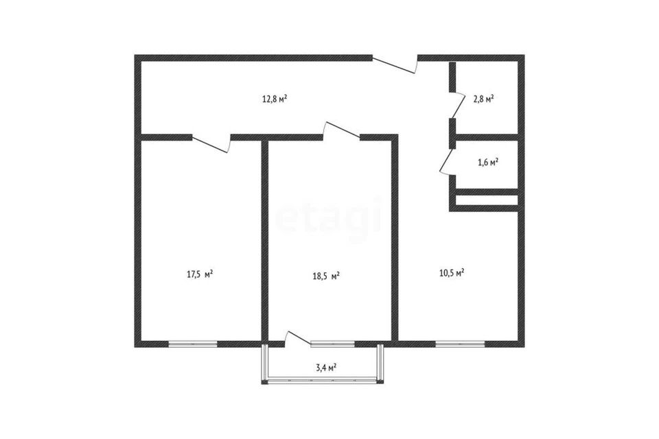 Продаётся 2-комнатная квартира, 65 м²