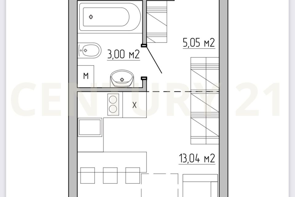Продаётся студия, 21.9 м²
