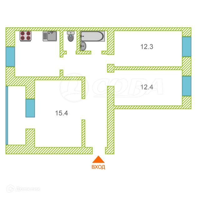 Продаётся 3-комнатная квартира, 67 м²