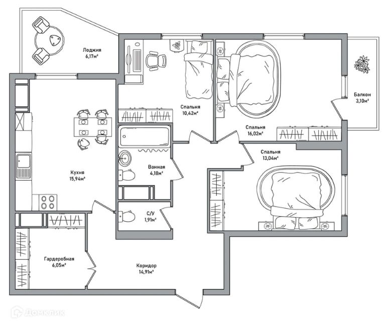 Продаётся 3-комнатная квартира, 87 м²