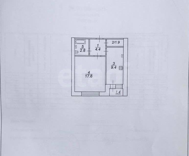 Продаётся 1-комнатная квартира, 36.1 м²