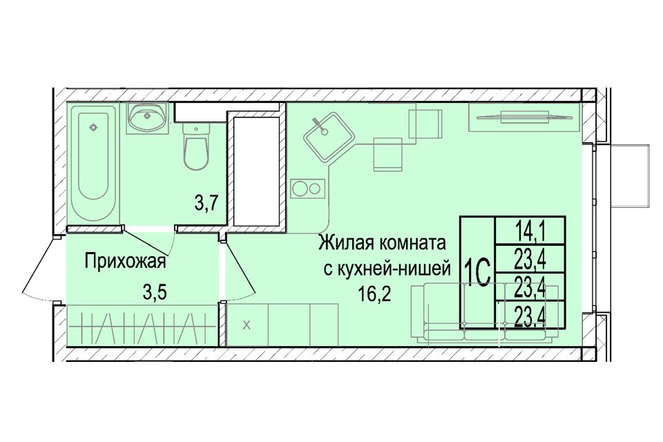 Продаётся студия, 24.1 м²