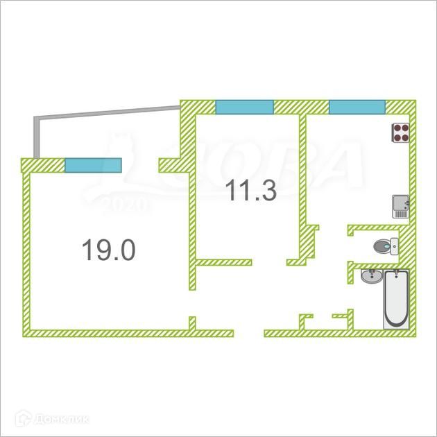 Продаётся 2-комнатная квартира, 50.5 м²