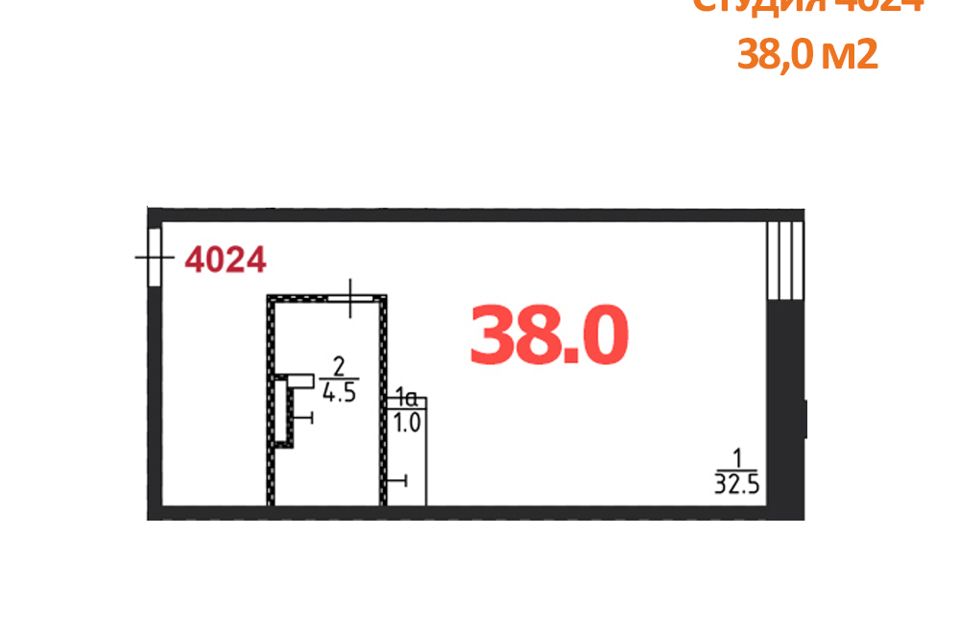 Продаётся студия, 38 м²