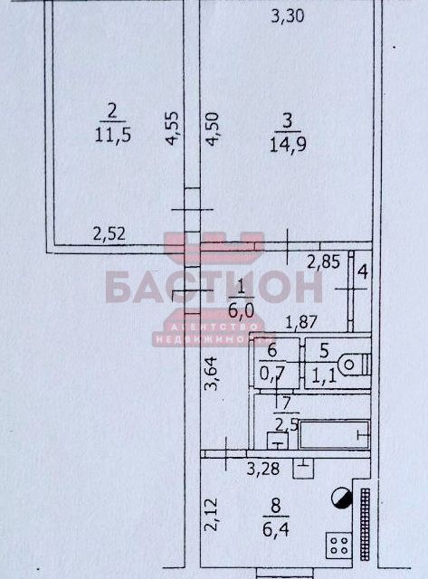 Продаётся 2-комнатная квартира, 44 м²