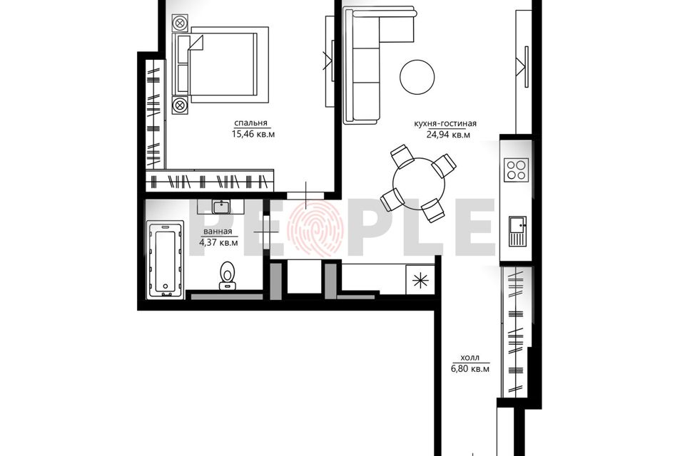 Продаётся 2-комнатная квартира, 51.1 м²
