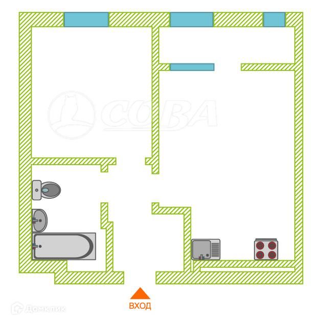 Продаётся 1-комнатная квартира, 38.2 м²