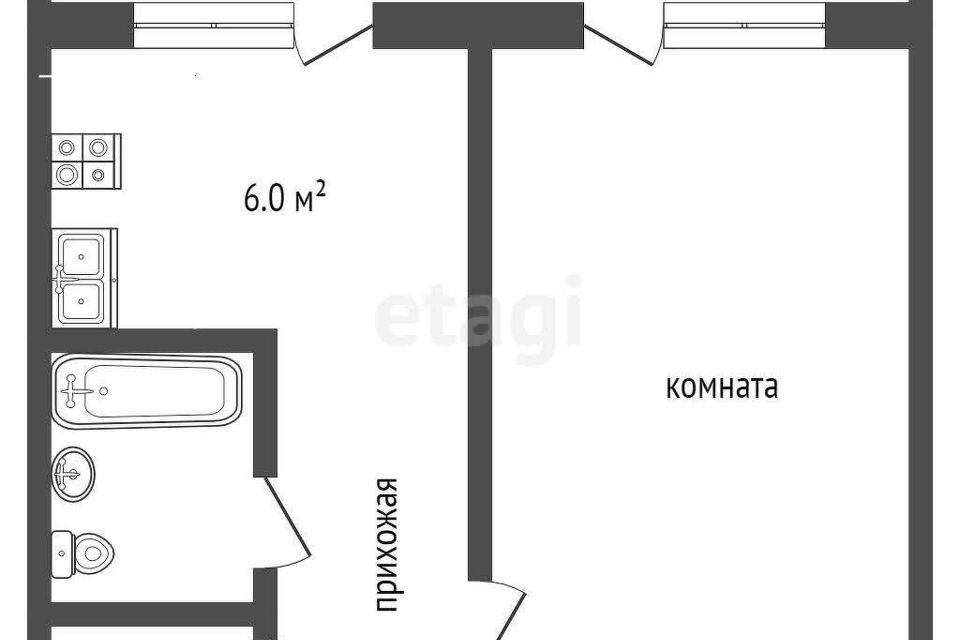 Продаётся 1-комнатная квартира, 32.8 м²