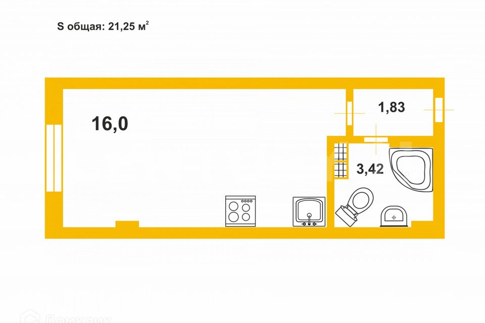 Продаётся студия, 21.25 м²