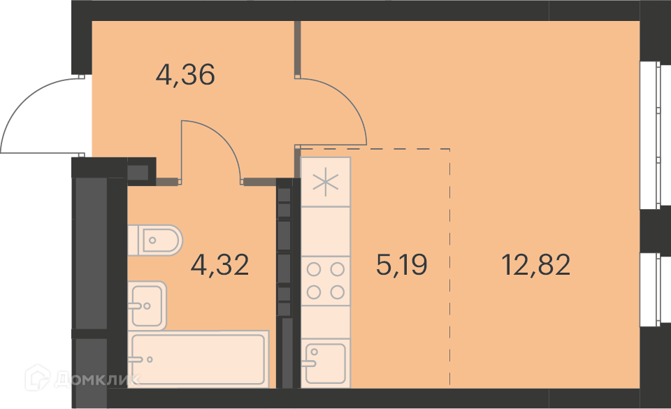 Продаётся студия, 26.5 м²