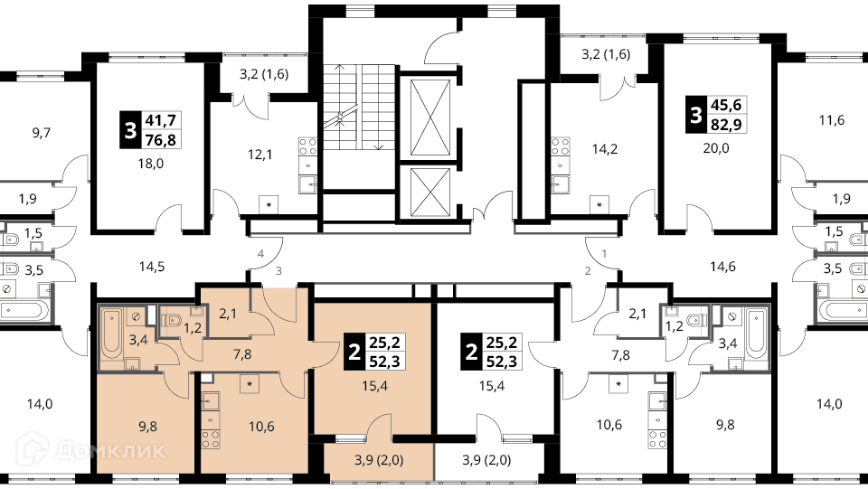 Продаётся 2-комнатная квартира, 52.3 м²