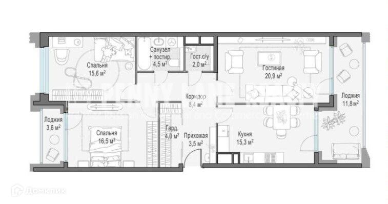 Продаётся 3-комнатная квартира, 98.75 м²