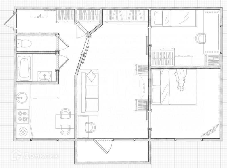 Продаётся 3-комнатная квартира, 47.6 м²
