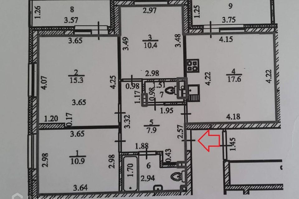 Продаётся 3-комнатная квартира, 67.8 м²
