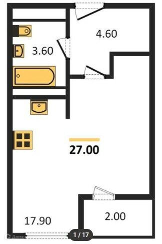 Продаётся студия, 27.97 м²