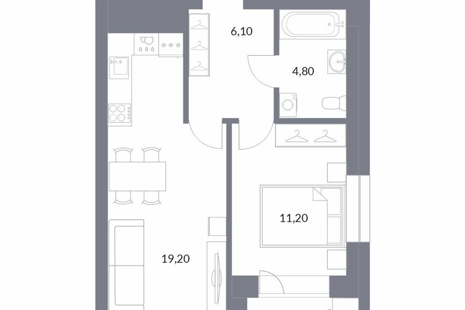 Продаётся студия, 43.8 м²
