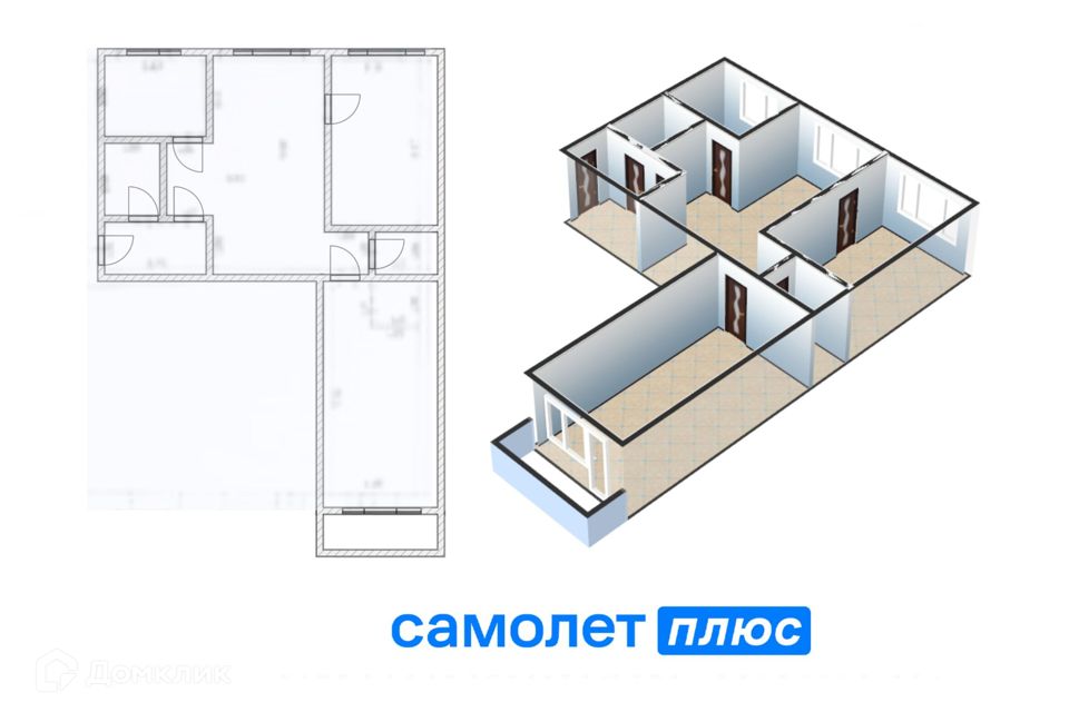 Продаётся 3-комнатная квартира, 54.6 м²