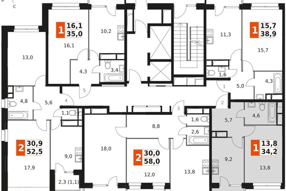 Продаётся 1-комнатная квартира, 34.1 м²