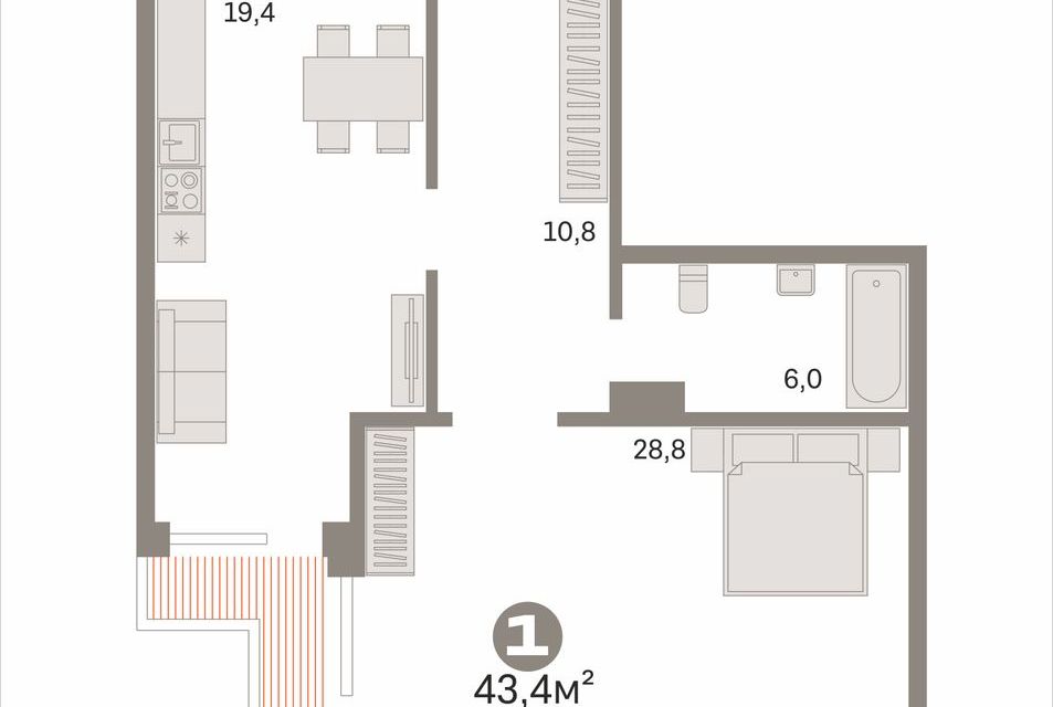 Продаётся 2-комнатная квартира, 65 м²