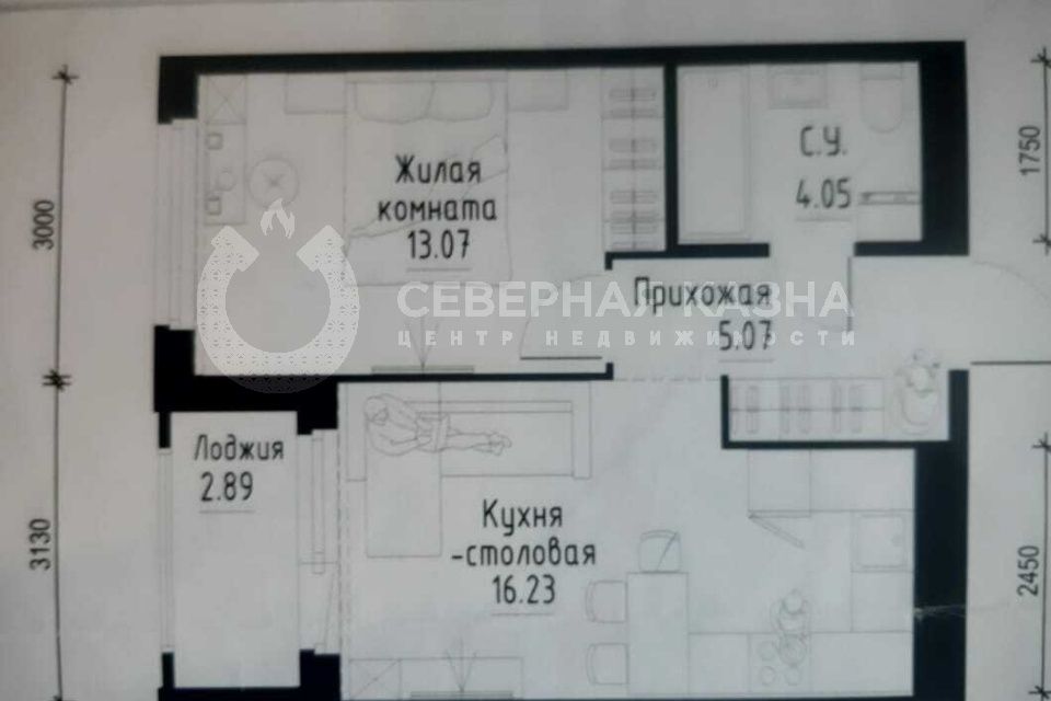 Продаётся 1-комнатная квартира, 38.42 м²