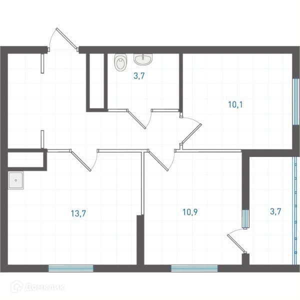 Продаётся 2-комнатная квартира, 50.5 м²