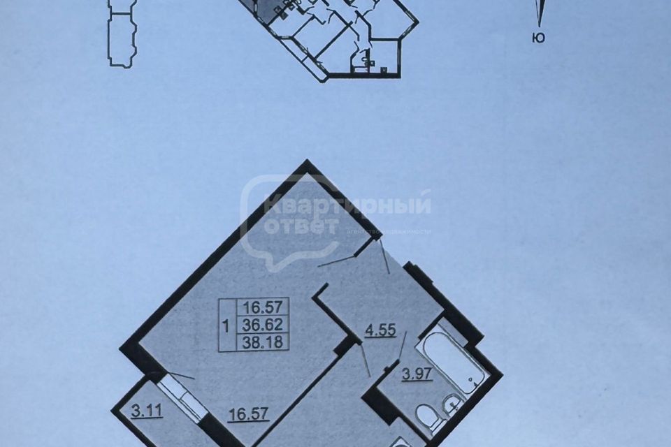 Продаётся 1-комнатная квартира, 37.6 м²