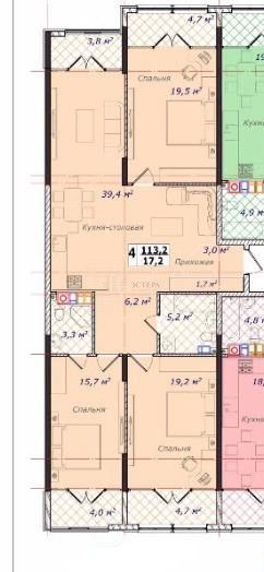 Продаётся 2-комнатная квартира, 113 м²
