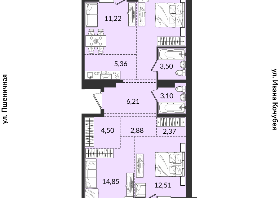 Продаётся 4-комнатная квартира, 88.76 м²