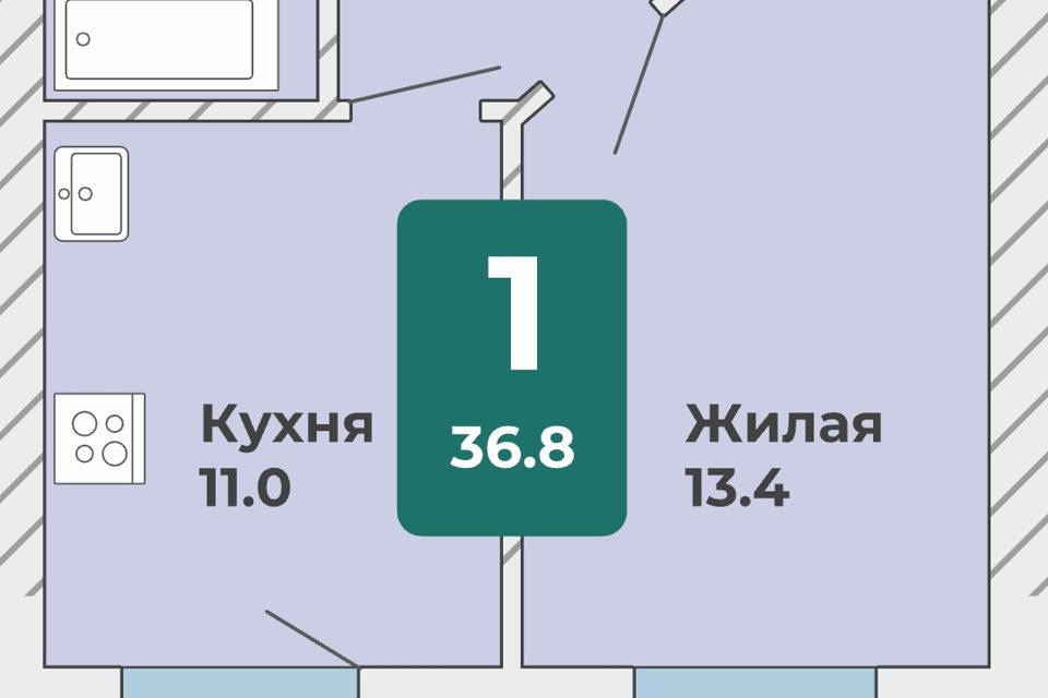 Продаётся 1-комнатная квартира, 35 м²