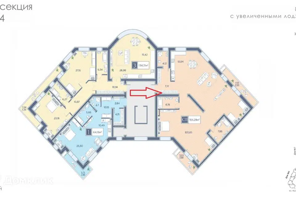 Продаётся 4-комнатная квартира, 160.4 м²