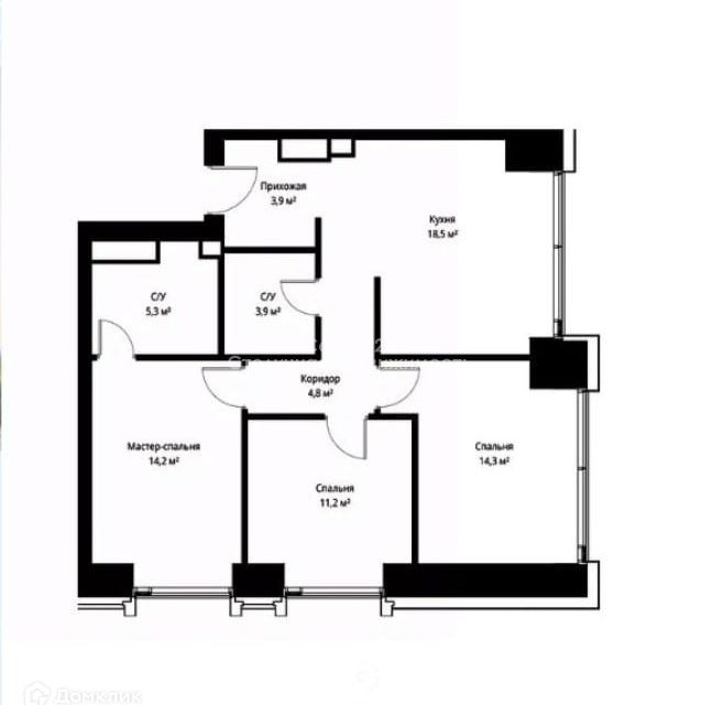 Продаётся 3-комнатная квартира, 76.3 м²