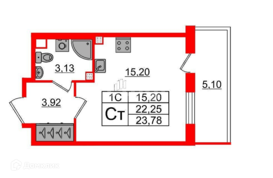 Продаётся студия, 22.25 м²