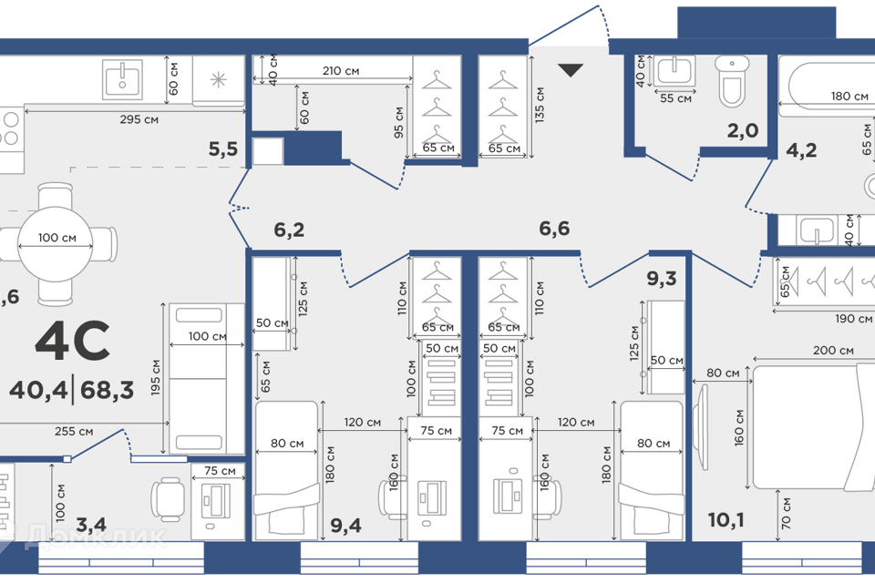 Продаётся 4-комнатная квартира, 68 м²
