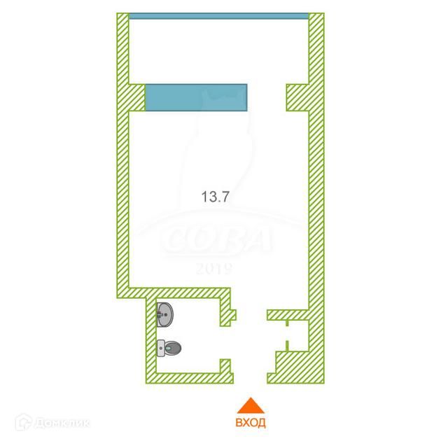 Продаётся 1-комнатная квартира, 13 м²
