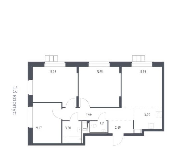 Продаётся 4-комнатная квартира, 71.5 м²