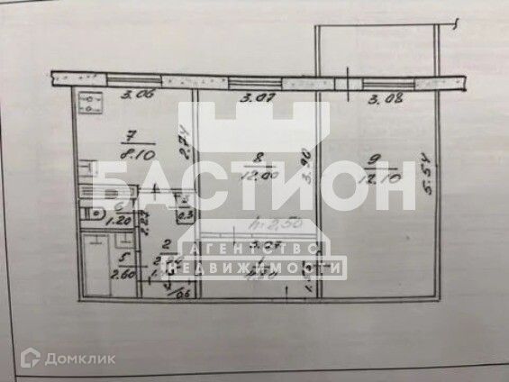 Продаётся 2-комнатная квартира, 51.5 м²
