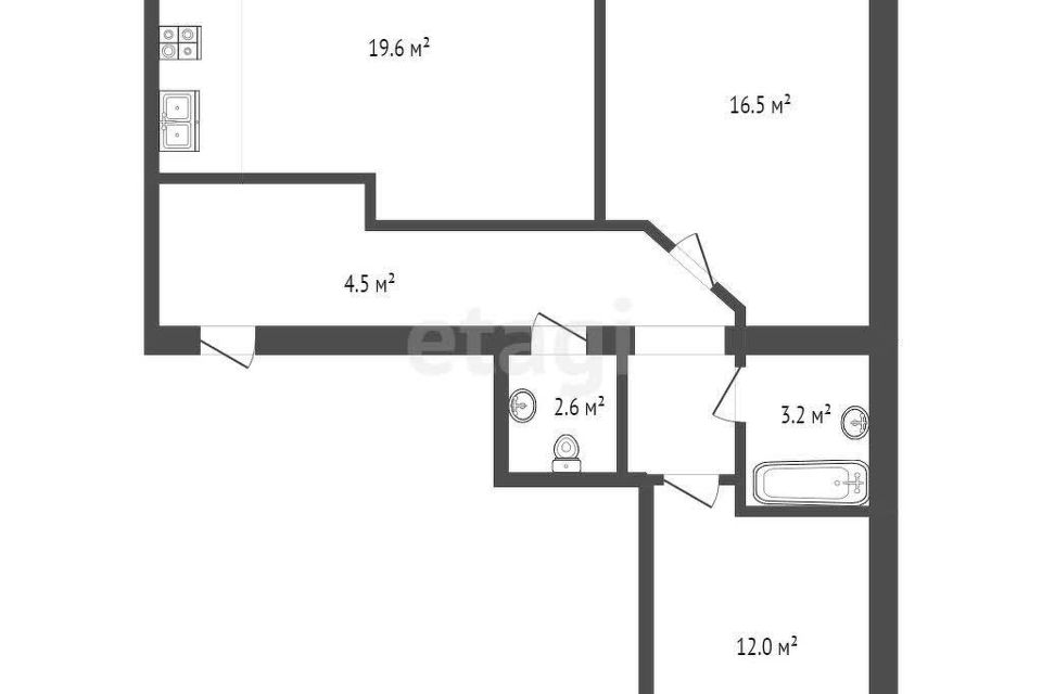 Продаётся 2-комнатная квартира, 71.2 м²