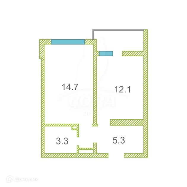 Продаётся 1-комнатная квартира, 37.2 м²