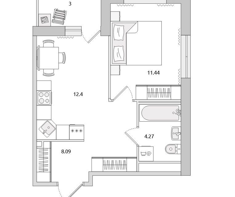 Продаётся 1-комнатная квартира, 36 м²