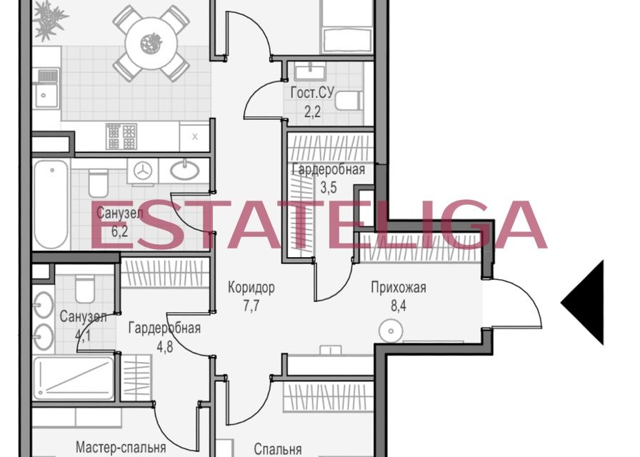 Продаётся 3-комнатная квартира, 96.6 м²