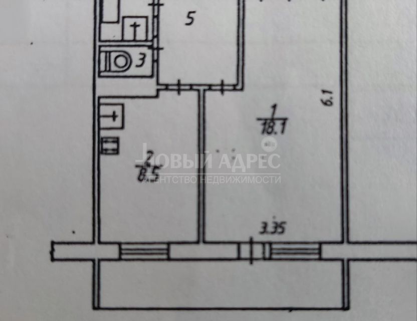 Продаётся 1-комнатная квартира, 36.1 м²