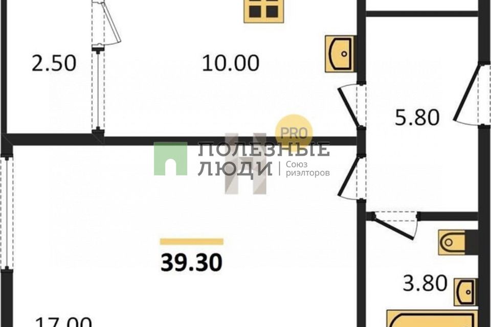 Продаётся 1-комнатная квартира, 39.3 м²