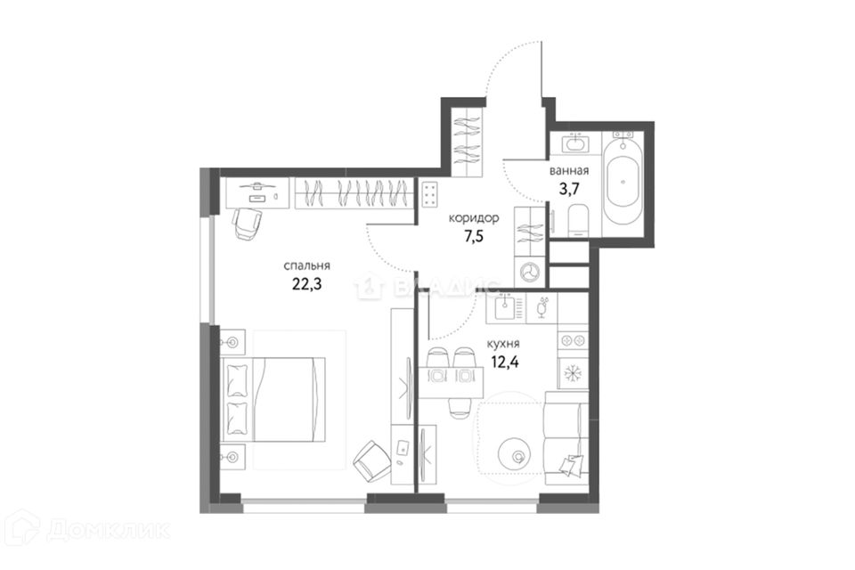 Продаётся 2-комнатная квартира, 46 м²