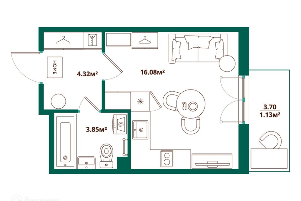 Продаётся студия, 25.38 м²