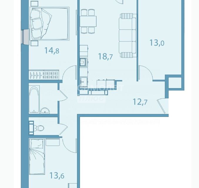 Продаётся 4-комнатная квартира, 81.95 м²