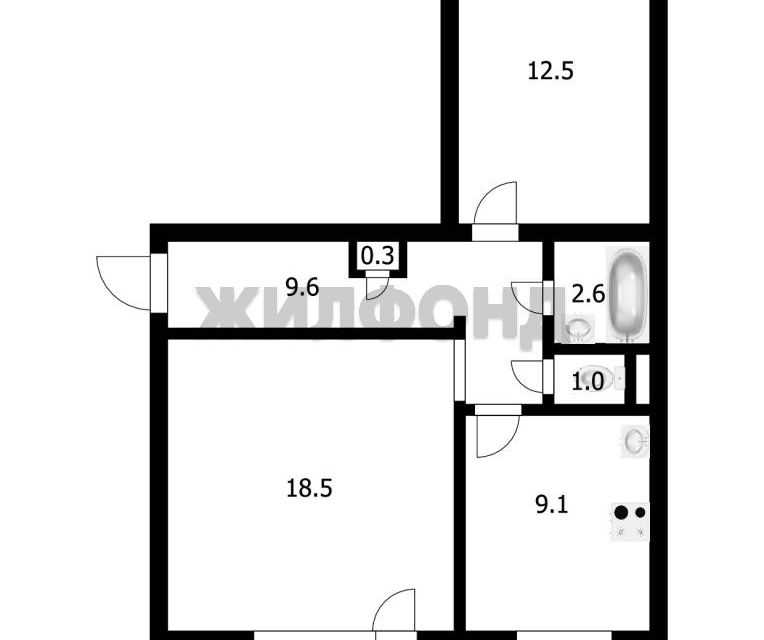 Продаётся 2-комнатная квартира, 53.6 м²